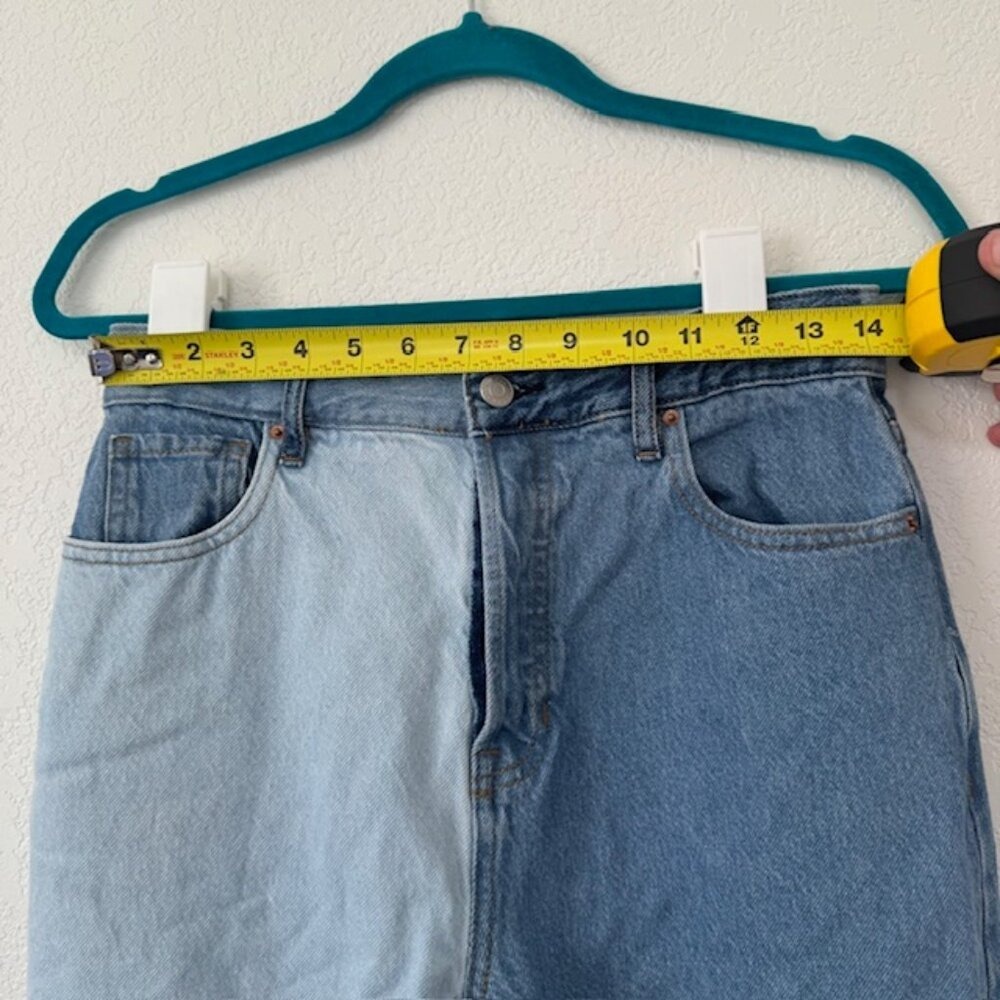 PacSun High Rise Straight Patchwork Blue Denim‎ Jeans Size 28 Button Fly - Picture 7 of 9